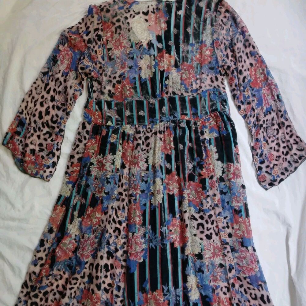 $575 NWT JOHNNY WAS Multicolored Ontar Beesley Dress Burnout Floral Leopard L - Picture 12 of 16